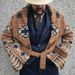 Men's Heavyweight Jacquard Knit Cardigan - Winter Warm Open Front Sweater With Belt, Casual Streetwear For Fall & Winter_viptrois.com