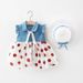 1672 Foreign Trade Children's Clothing Wholesale Summer New Style Girls Denim Mesh Stitching Dress Princess Dress Wholesale_viptrois.com