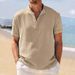 New Retro Loose Texture Woven Polo Shirt Men 2025 Summer Retro Lapel T Shirt Breathable Short Sleeve_viptrois.com