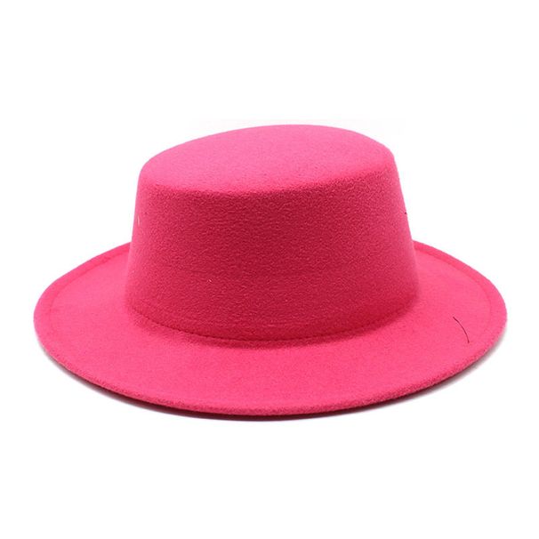 retro gentleman felt hat small head circumference flat top hat autumn and winter children's solid color short brim jazz hat_viptrois.com