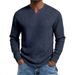 Men's Clothing Slim Fit Long Sleeve V-Neck T-Shirt For Autumn, Breathable Waffle Knit Fabric, Casual Basic Top (White, Gray, Black, Burgundy, Khaki)_viptrois.com