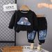 Boys Embossed Letter Long Sleeved Two Piece Suit Autumn New Small And Medium Sized Boy Baby Fashion Sports Long Sleeved Suit Trendy_viptrois.com