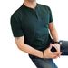 Summer Short Sleeved For Men 2025 New Trendy Brand Thin Breathable Korean Solid Color V-neck Slimming T-shirt Top_viptrois.com