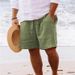 Men's Clothing Men's Summer Cotton And Linen Shorts Drawstring Elastic Straight Leg Solid Color Breathable Daily Beach Leisure Large Size Shorts_viptrois.com