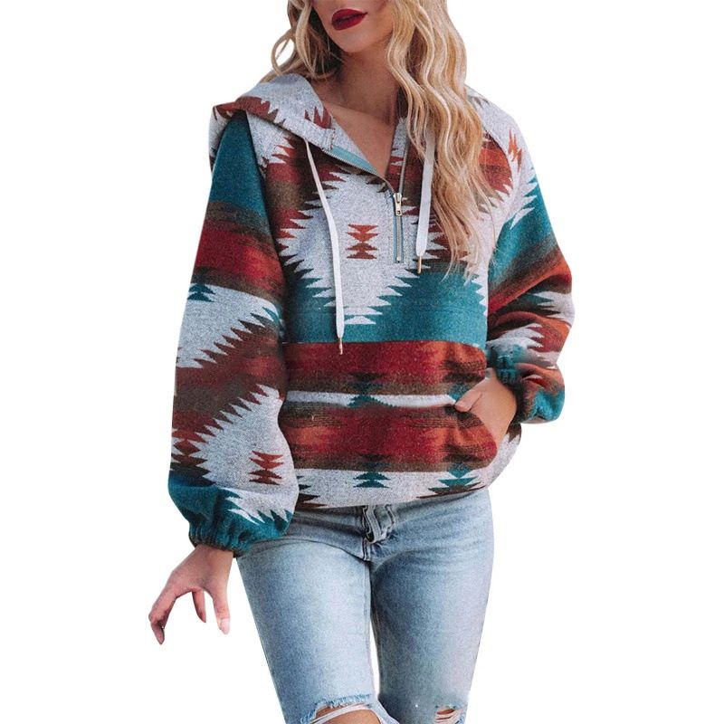 Men's Clothing Autumn And Winter New Oreign Trade Sweatshirt 3D Digital Printing Stand Collar Women's Street Fashion Half Zipper Sweatshirt_viptrois.com