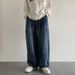 Men's Clothing Washed Jeans Spring And Autumn Retro Loose Wide Leg Handsome Straight High Street Work Pants_viptrois.com