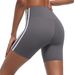 New Striped Fitness Tight High Waist Peach Three-Quarter Color-Block Breathable Sports Running Yoga Shorts For Women_viptrois.com