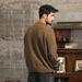 Pure Autumn Workwear Style Knitted Casual Loose Color-Block Men's Sweater Trendy Pocket Crew Neck Pullover Top_viptrois.com