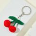Bag Charm Cute Handmade Wool Knitted Cherry Pendant Mobile Phone Pendant Keychain Chain Car Key Bag Pendant Accessories_viptrois.com