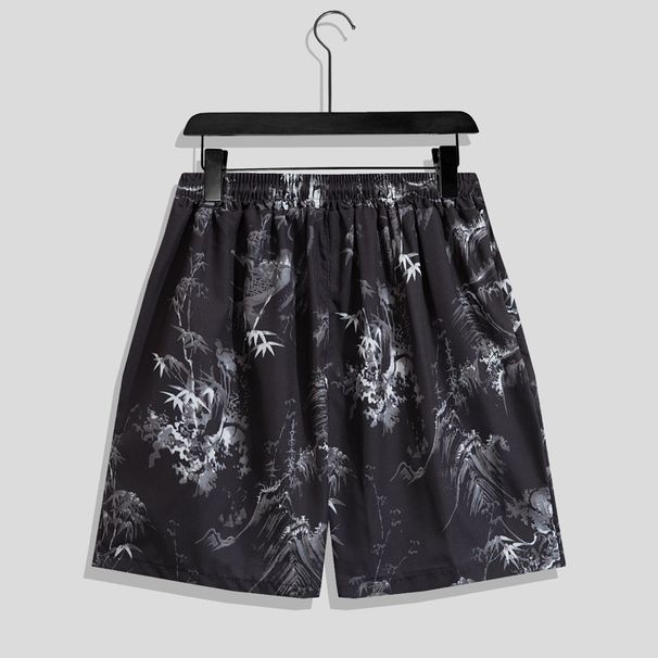 Men's Clothing Men's Summer Casual Beach Pants With Large Pants And Floral Shorts, Loose And Sporty, Thin Ice Silk Quick Drying Shorts_viptrois.com