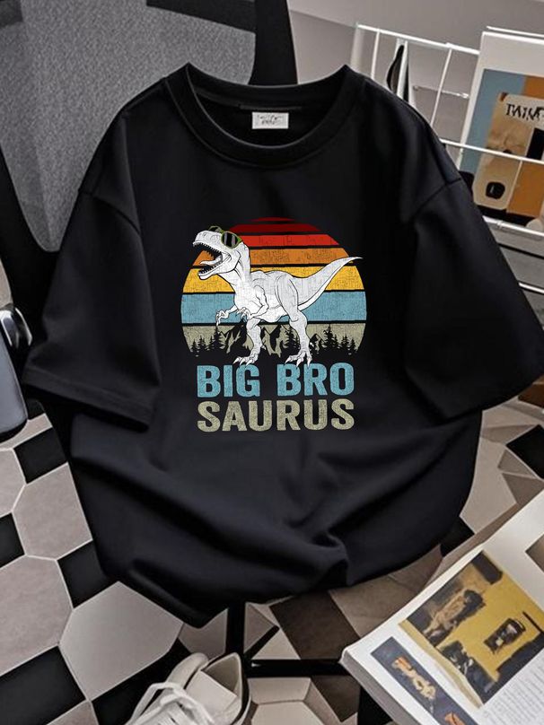Bigbrosaurus T Rex Dino Big Bro Saurus Brother Dinosaur Shirt Streetwear Fashion Stretched Graphic Versatile Summer Designer Clothes Comfortable_viptrois.com