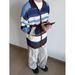 Autumn And Winter New Long Sleeved Knitted Sweater, Men's Cardigan Jacket, Striped Hollow Out_viptrois.com