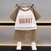 New Summer Children's Suit Casual Boy Clothes Boy Waffle Short Sleeved Shorts Two Piece Loose Summer Clothes_viptrois.com