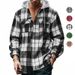 2025 Spring New Loose Casual Flannel Jacquard Long Sleeve Hooded Plaid Shirt_viptrois.com