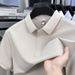 Men's Clothing High End Nylon Spandex Ice Silk Jacquard Short Sleeved T Shirt Summer New Men's Business Casual Solid Color Polo Shirt T Shirt_viptrois.com