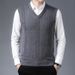 Men's Wool Blend V-Neck Sleeveless Vest - Stylish Casual Pullover Sweater For Autumn, Lightweight & Breathable, Solid & Camo Patterns_viptrois.com