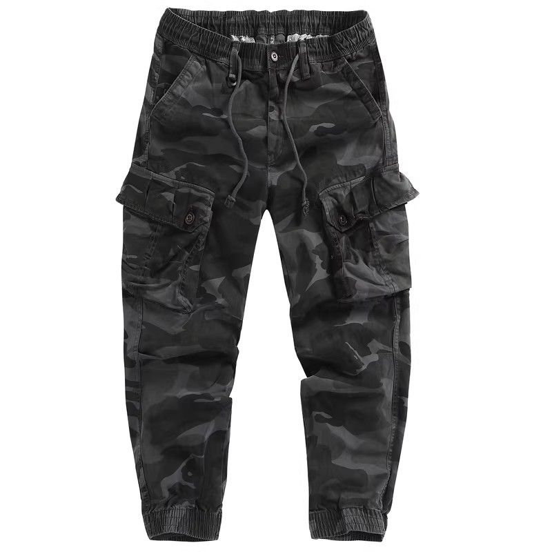 Men's Military Camouflage Cargo Pants – Lightweight Polyester, Multi-Pocket Jogger Fit For Tactical & Streetwear Style_viptrois.com