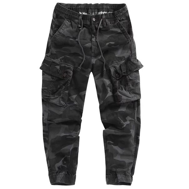Men's Military Camouflage Cargo Pants – Lightweight Polyester, Multi-Pocket Jogger Fit For Tactical & Streetwear Style_viptrois.com