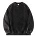 350GSM Heavyweight Washed Cotton Crewneck Sweatshirt – Oversized Drop Shoulder Unisex Pullover (Vintage Wash, Solid Colors, M-XXXL)_viptrois.com