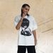 American Street Style Spray-painted Faded Pure Cotton 300g Portrait Print Men's Loose Casual Short-sleeve Shirt_viptrois.com