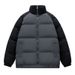 Men's Winter Couple Stand Collar Thickened Warm Color Block Cotton Coat Trendy Brand Plus Size Puffer Jacket_viptrois.com