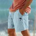 Coconut Print Cotton And Linen Shorts Drawstring Elastic Waist Solid Color Breathable Beach Five Point Casual Pants_viptrois.com