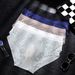 Pulse Cross-Border Foreign Trade Men's Underwear 3D Bulge Sexy Letter Semi-Transparent Ice Silk Hollow Lace Thin Triangle_viptrois.com