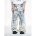 Retro 3D Printed Keychain Jeans Men's Baggy Wide-Leg Denim Pants with Digital Kangaroo Print Distressed Detailing_viptrois.com