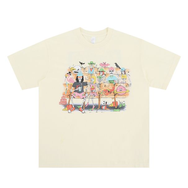 Men's Clothing Floral Cross Washed Heavy Round Neck Short Sleeve T Shirt Men_viptrois.com