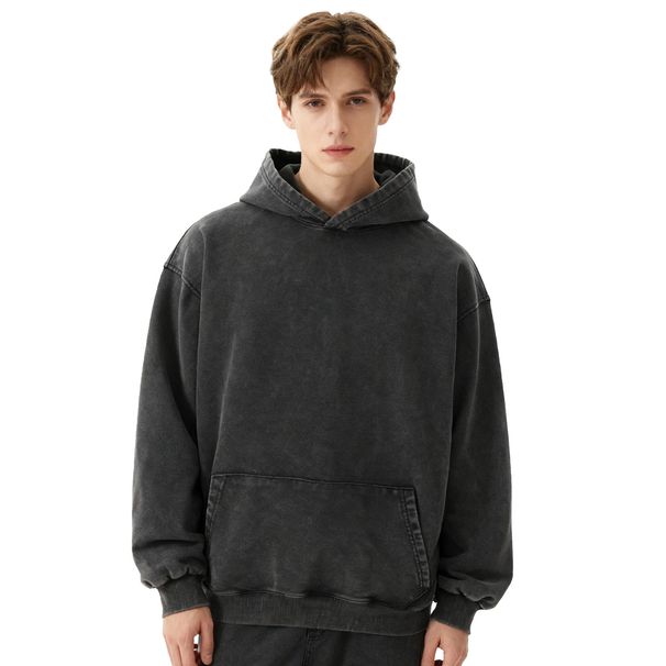 Pure Washed Vintage Heavyweight 425g Terry Men's Sweatshirt European And American Loose Drop Shoulder Batik Hos Couple_viptrois.com