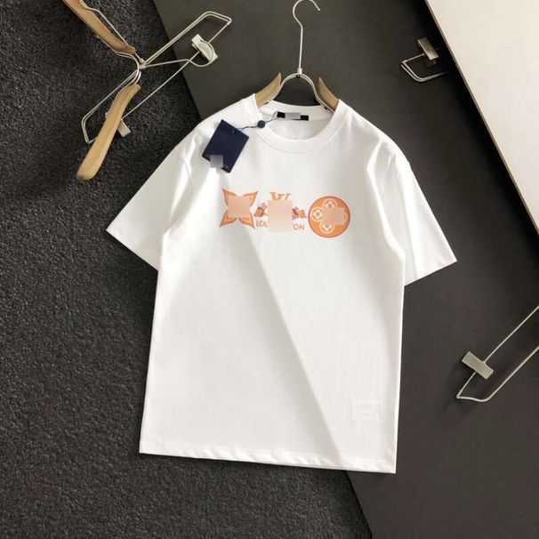 Men's 2025 Spring And Summer New High-Quality Combed Cotton Simple Round Neck Short-Sleeved High-Quality Printed Pattern Trendy Simple Cotton T-Shirt_viptrois.com