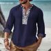 Men's Clothing Men's Fashion Printed Casual Long Sleeved Stand Up Collar Shirt_viptrois.com
