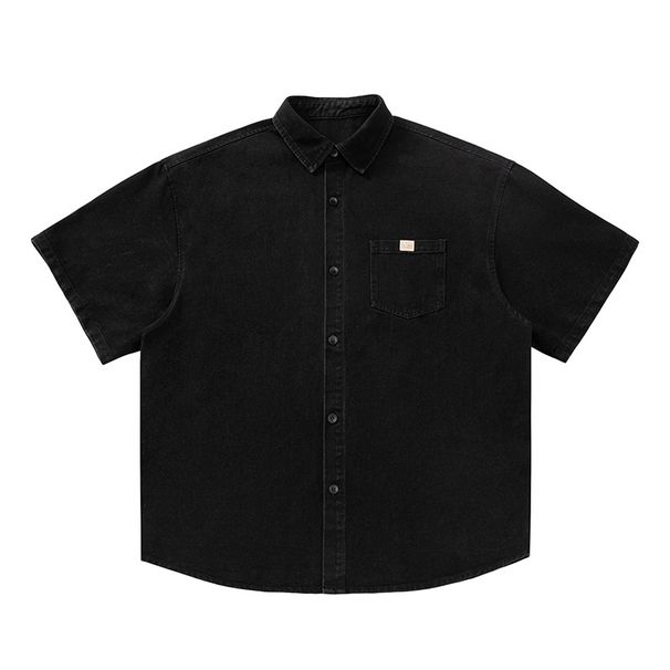 Vintage Washed Denim Short Sleeve Men 2025 Spring Summer New Retro Loose Japanese Style Casual Shirt Jacket For Women_viptrois.com