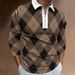 Men's Striped Digital Printing Casual Turn-down Collar Short Sleeve Polo Shirt Zipper T-shirt_viptrois.com