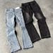 Men's Clothing Retro Washed Distressed Frayed Jeans For Men And Women Hip Hop Casual Street Loose Flared Pants_viptrois.com