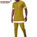 Men's clothing African ethnic solid color cotton men's casual jacket + pants_viptrois.com