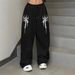 Gothic Y2k Print Jogger Pants For Men & Women - Loose Fit, Drawstring Waist, Flared Leg, Stylish Streetwear (Black/White/Gray)_viptrois.com