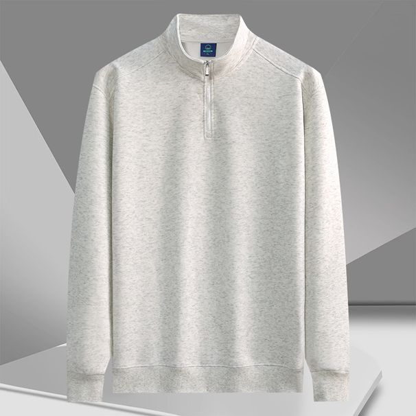 Men's Retro Half-Zip Polo Sweatshirt - Relaxed Fit Stand Collar Long Sleeve Pullover For Casual Wear (Available In 7 Sizes & 6Colors)_viptrois.com