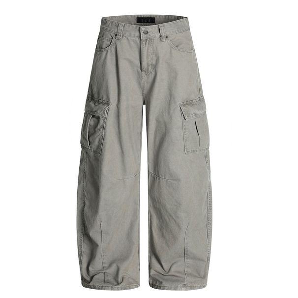 Multi-Pocket Cargo Wide-Leg Trendy Brand Men's Wear Vibe American High Street Loose Jeans Long Pants Lazy Curved Casual_viptrois.com