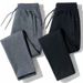 Men's Casual Jogger Pants With Zipper Pockets - Fleece Lined, Elastic Waist, Comfort Fit, Straight Leg, Plus Size, Black/Gray (Regular &_viptrois.com