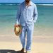 Men's Casual Long Sleeve Shirt And Straight Leg Pants Set Relaxed Fit Spring Fall Outfit_viptrois.com
