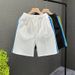 Men's Clothing Thin Summer Straight Leg Striped Five Point Casual Sporty Loose Fit Beach Shorts_viptrois.com