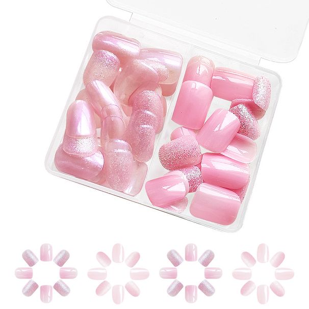 Short fresh fashion glitter powder wearing nail patch combination detachable nail foreign trade 48 24 x 2_viptrois.com