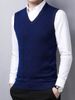 Autumn And Winter New Men's Wool Sweater Knitted Vest Vest Casual Middle Aged Solid Color V Neck Versatile Vest_viptrois.com