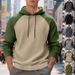 Men's Contrast Color Raglan Hoodie – Plaid Pattern Long Sleeve Casual Jacket (Military Green/Khaki, Gray/Black, S-XXXL)_viptrois.com