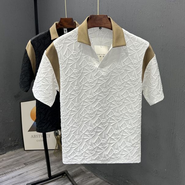 2025 Design Sense Men's Short-sleeved Polo Shirt Summer Casual Lapel T-shirt Trendy Brand Ruffian Handsome Versatile Half-sleeved Top_viptrois.com