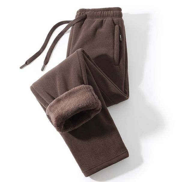 Men’s Heavyweight Fleece Sweatpants – Winter Plush Lined, Loose Fit, Drawstring Waist (Black/Gray/Khaki, S-5XL)_viptrois.com