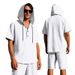 Men's Clothing Linen Hooded Shirt Shorts Set - Loose Fit Summer Beachwear Casual Short Sleeve Outfit_viptrois.com