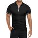 Summer Men's Polo Shirt Short Sleeve T-Shirt Lapel Collar Slim Fit Solid Color Top_viptrois.com
