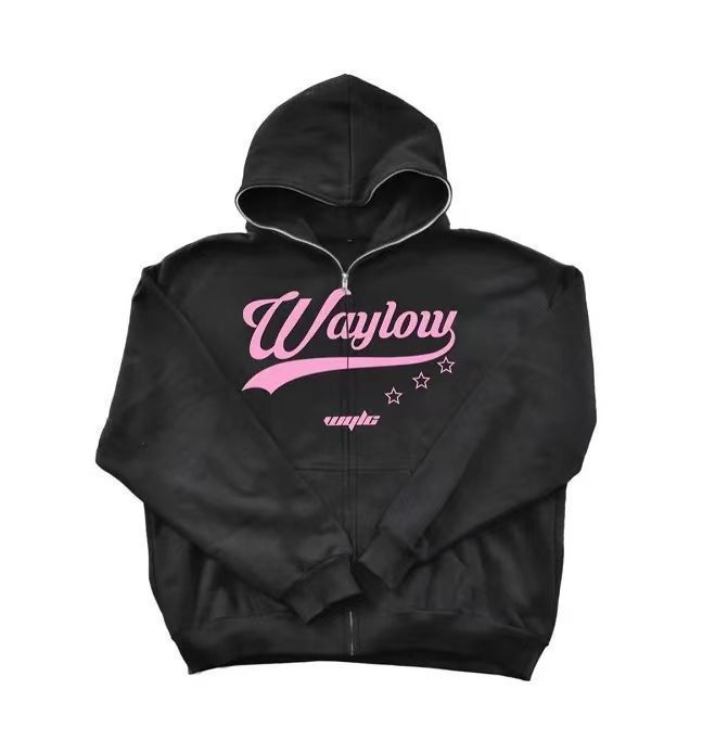 European And American Dark Y2K Men's Hoodie Gothic Couple Harajuku Loose-fitting Long Zippered Versatile Sweatshirt_viptrois.com